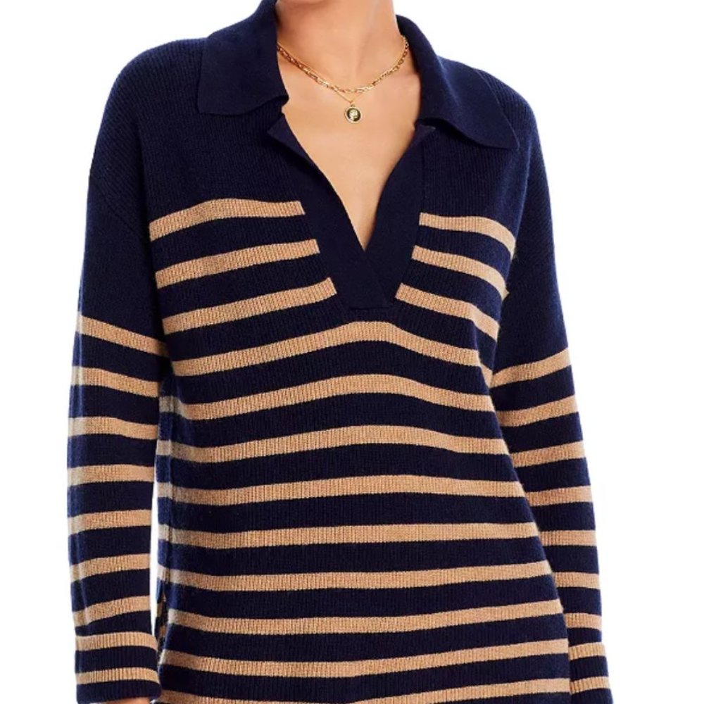 RAILS Navy and Tan Striped Oversized Sweater